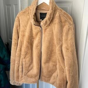 SANCTUARY LUX Faux Fur Full Zip Coat Jacket in Camel Tan XXL $130